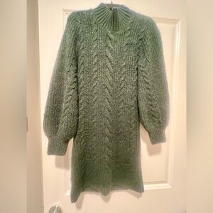 ABERCROMBIE & FITCH Hunter Green Cable Knit Mock Neck Sweater Dress XXSP